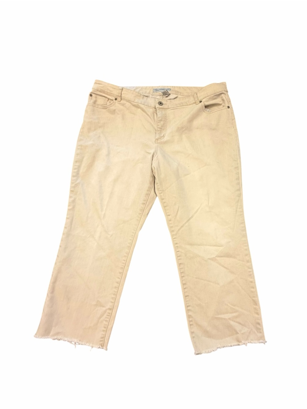 Chico's Platinum Denim Size 4 US 20 Short Beige Cropped Capri Raw Hem Stretch